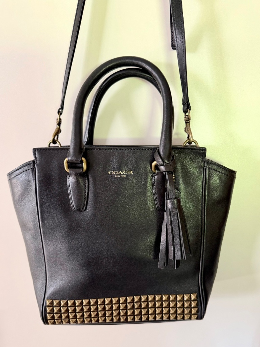 Coach Legacy Studded Mini Tanner Black Leather Crossbody Satchel Bag - Picture 12 of 13